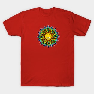 SUPER HAPPY SUN RAINBOW SUNSHINE Psychedelic Sunshine T-Shirt